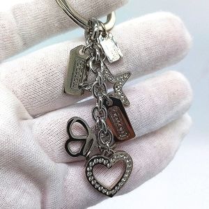 COACH RARE Swarovski Crystal Butterfly Heart Star Keychain Fob Purse Charm